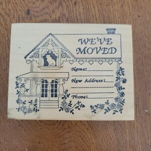 Wooden 'We've Moved' Address Rubber Stamp